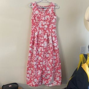 a1610-G5-JG Hook-Size 4 Woman Dress~Sleeveless Crewneck Maxi Dress & Pink, White